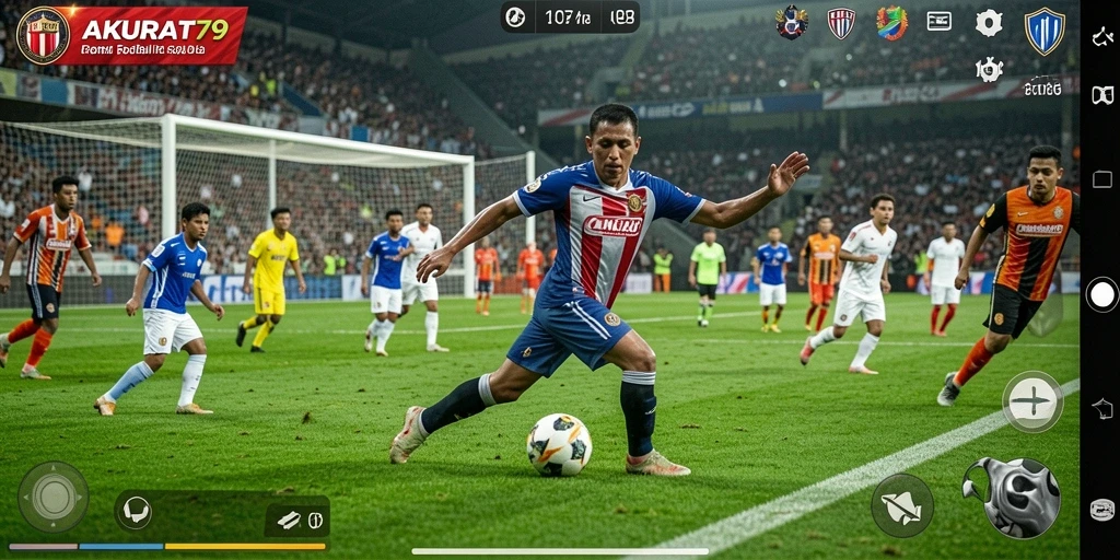 Tampilan gameplay seru dalam AKURAT79 dengan aksi sepak bola yang mendebarkan.