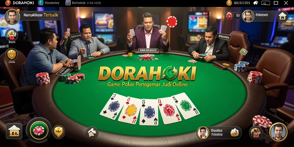 Gameplay menegangkan DORAHOKI dengan tampilan meja poker.