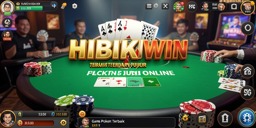 Tampilan gameplay HIBIKIWIN dengan aksi poker yang menarik.