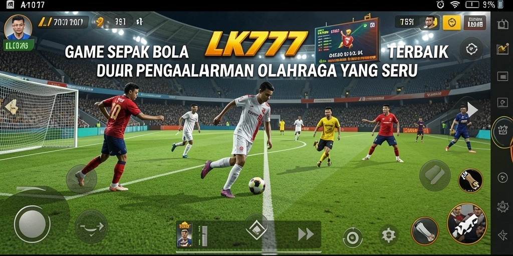Screenshot LK777 menampilkan aksi seru dalam permainan sepak bola.