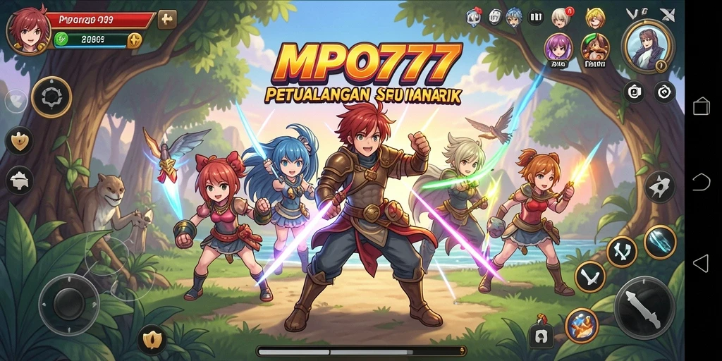 Screenshot gameplay MPO777 menampilkan adegan pertarungan karakter Anime yang epik.