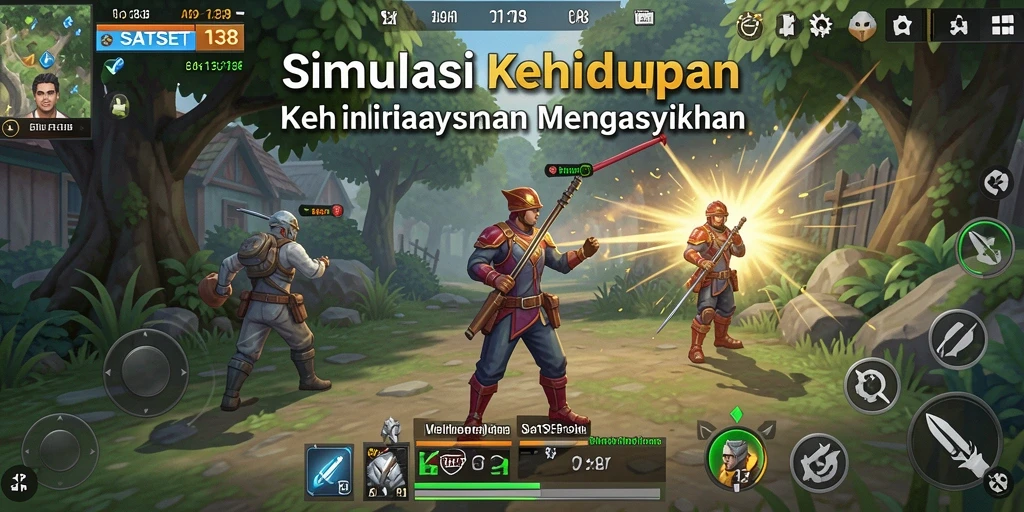 Screenshot gameplay SATSET138 yang menunjukkan interaksi karakter di lingkungan simulasi.