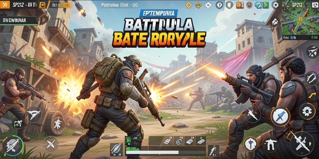 Gameplay SP212 yang adiktif dalam pertempuran Battle Royale.