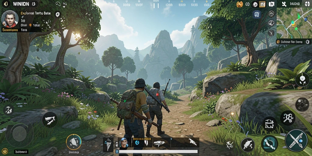 Screenshot gameplay WINIDN menunjukkan dunia terbuka yang luas dan dinamis.